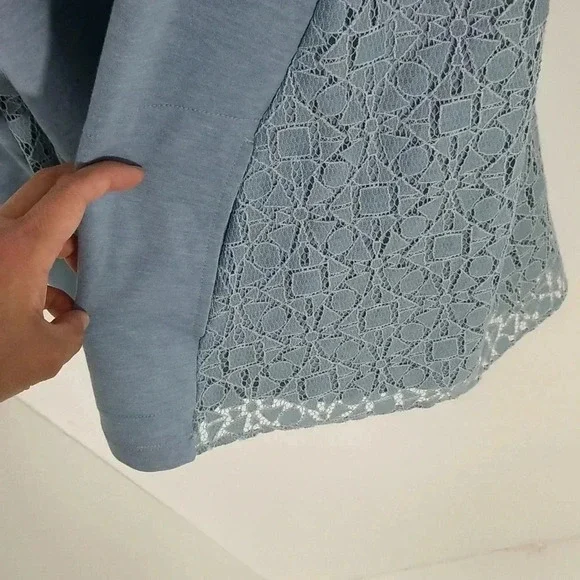 {LOGO Lori Goldstein Lounge} Light Blue Laced Zippered Loungewear Sweats… - Picture 6 of 11